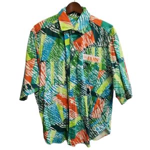 Original JAMS Surf Line Vintage Hawaiian Shirt Blue Orange Men's XXL 80s 90s
